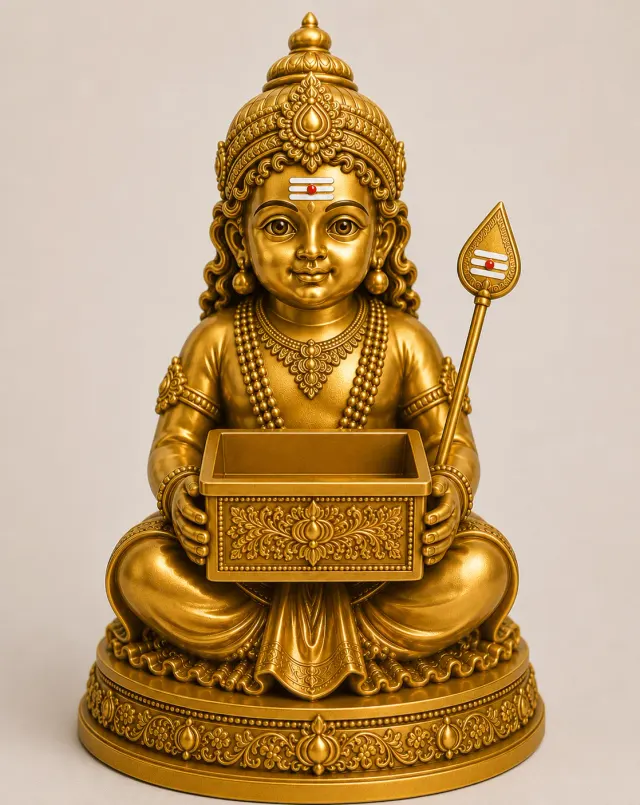 Lord Murugan Vibhoothi & Kunkumam Holder – 3D Printed Sacred Ash Box for Home, Office & Gifting