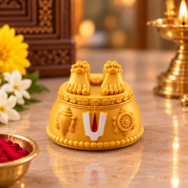 Perumal Padham Kumkum Chimil – 3D Printed Kumkum Holder for Pooja & Return Gifts