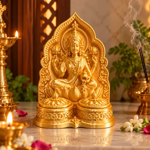 Goddess Lakshmi Kumkum & Turmeric Holder – 3D Printed Sacred Pooja Idol for Home, Office & Gifting