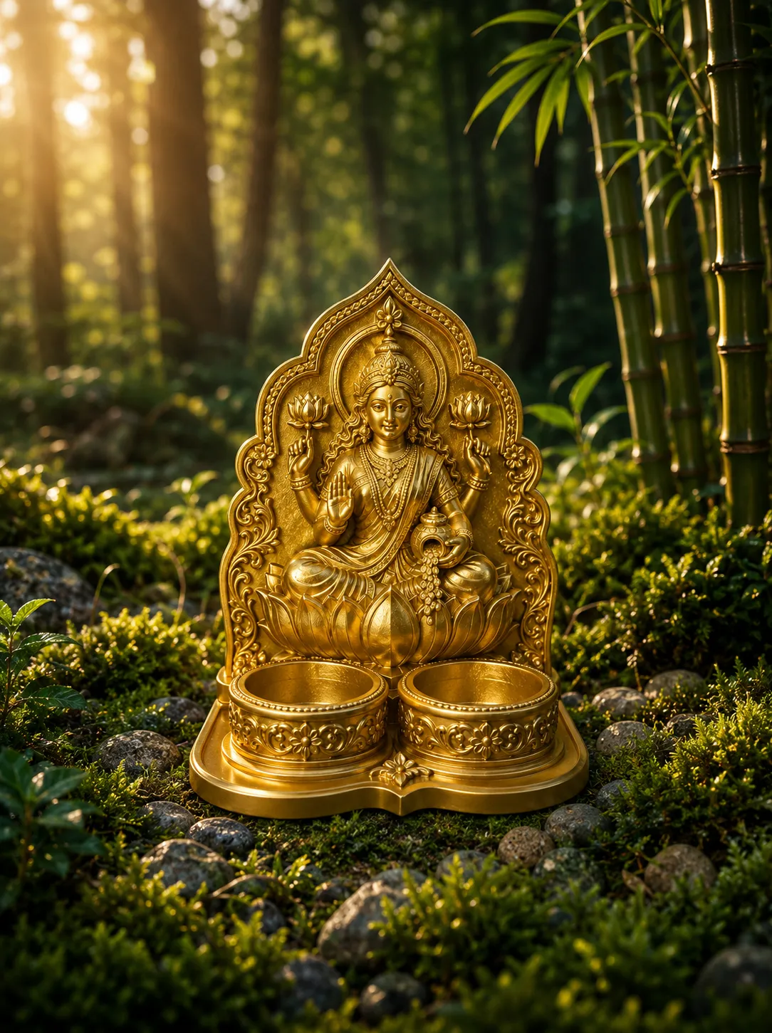 Goddess Lakshmi Kumkum & Turmeric Holder – 3D Printed Sacred Pooja Idol for Home, Office & Gifting