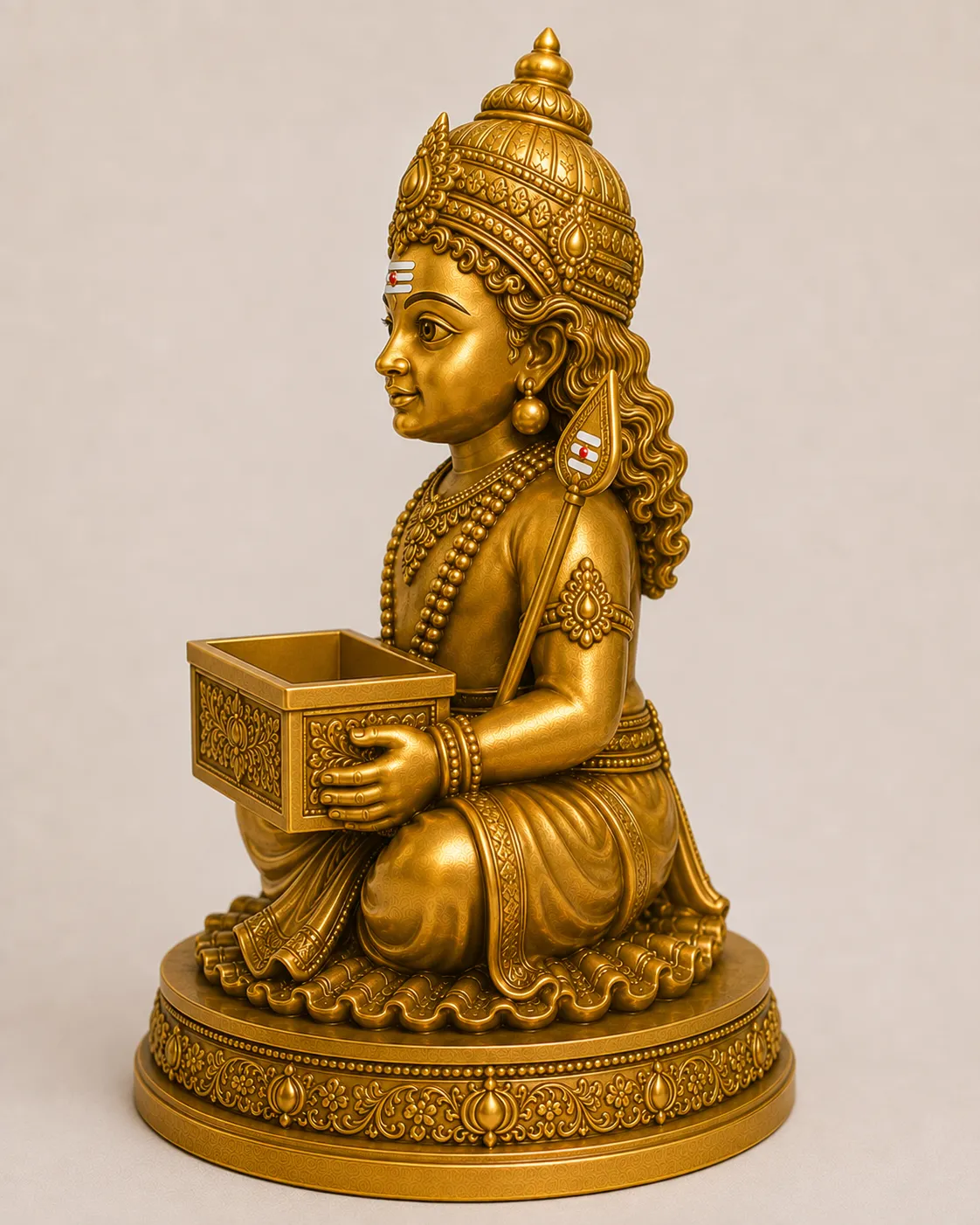 Lord Murugan Vibhoothi & Kunkumam Holder – 3D Printed Sacred Ash Box for Home, Office & Gifting